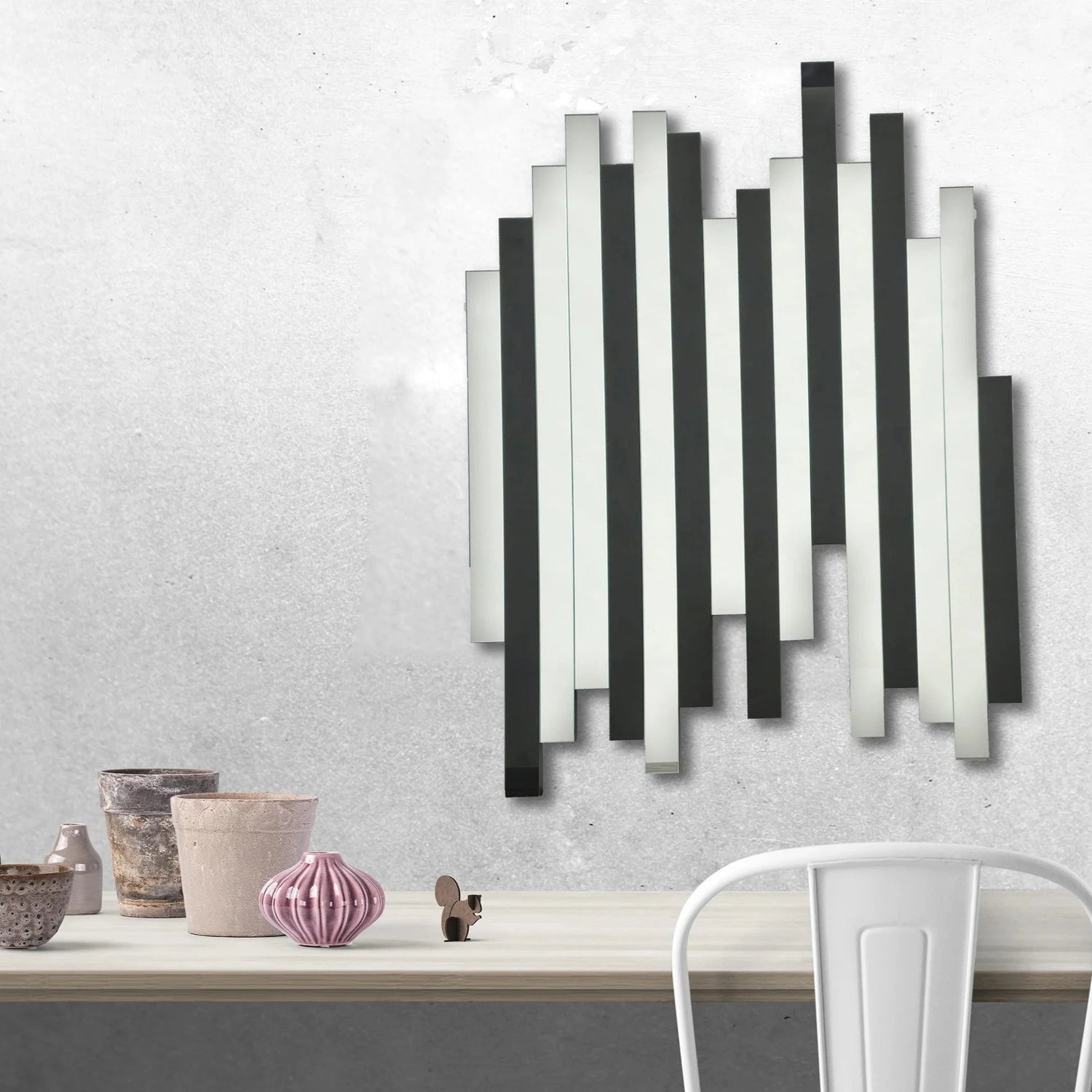 Luxe Geometric Panel Mirror Black 60cm x 80cm