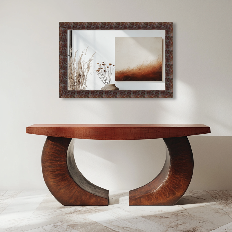 Zeke Wood Mirror Textured Brown