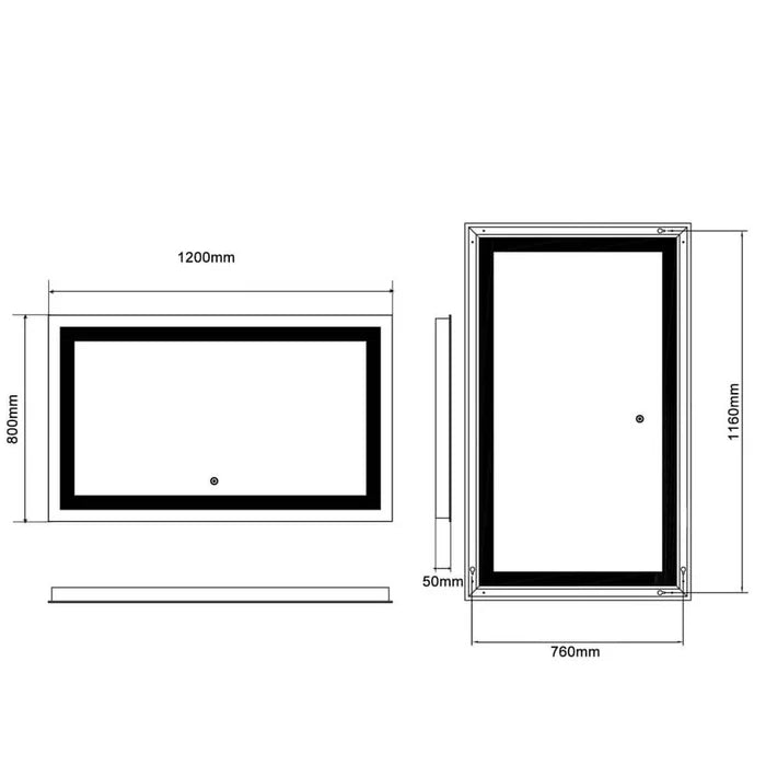 Elegant Showers 1200mm x 800mm Rectangular Bathroom LED Mirror