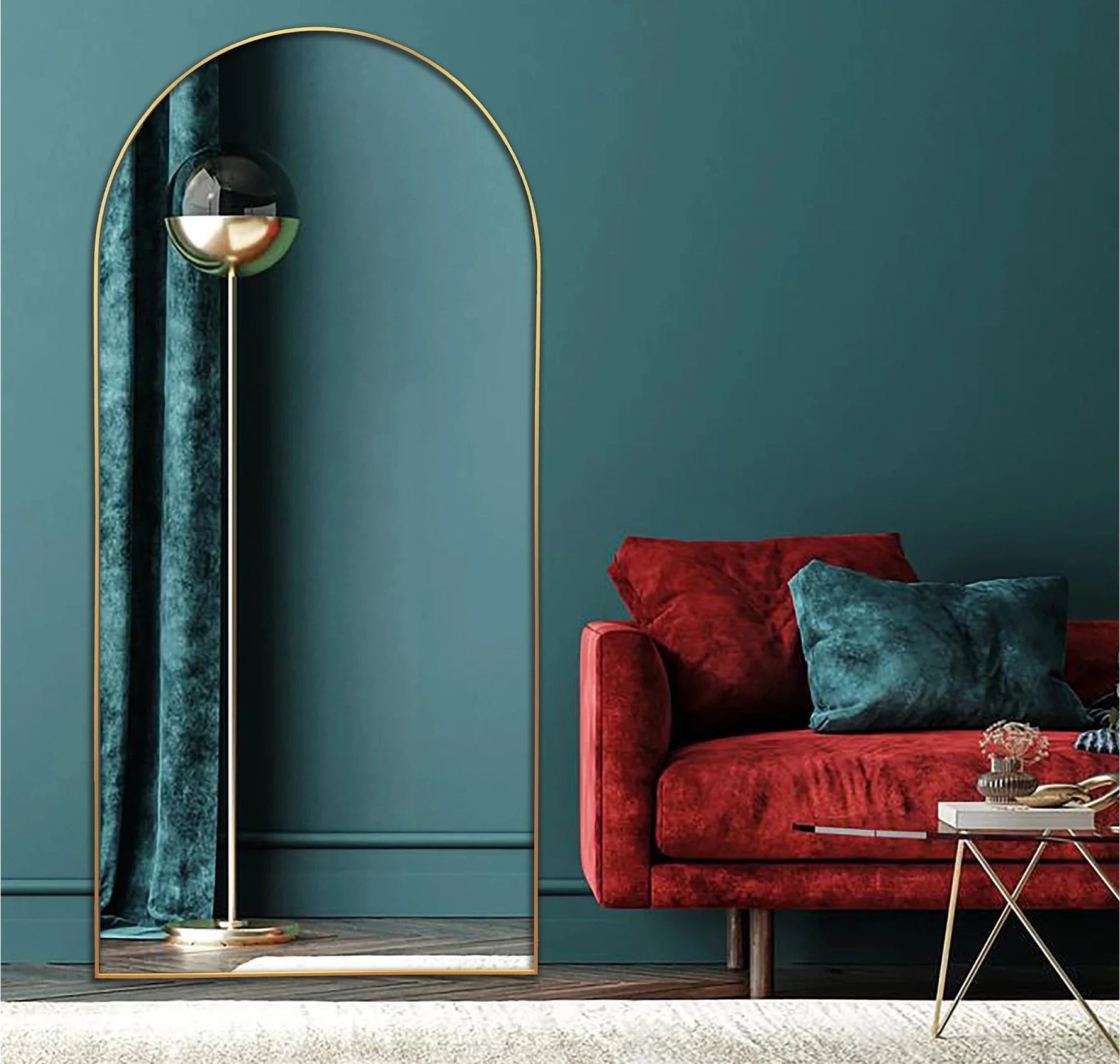 Elegant Collections Arceli Gold  Arch Metal Mirror X Large