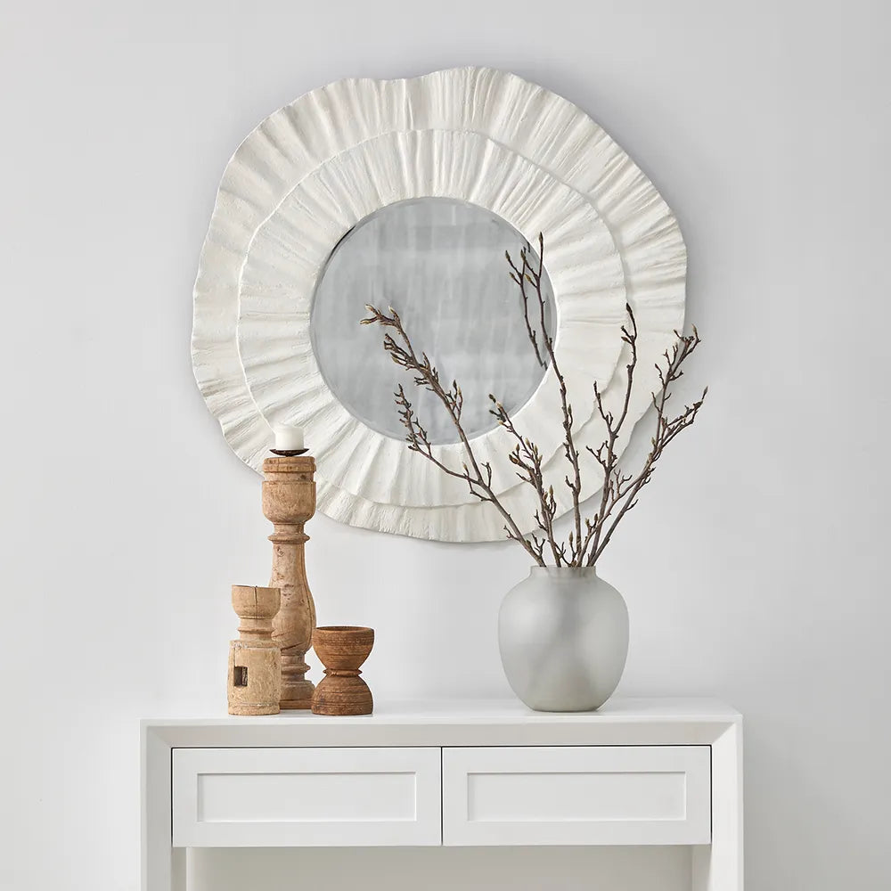 Cafe Lighting & Living Corfu White Textured Wall Mirror