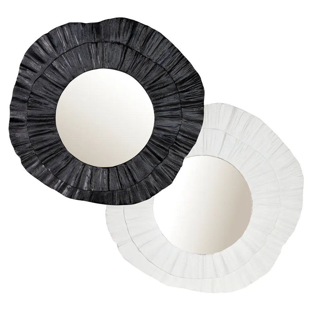 Cafe Lighting & Living Corfu White / Black Textured Wall Mirror