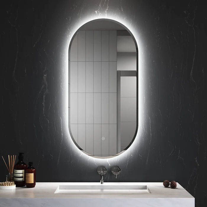 Elegant Showers Oval Backlit LED Light Bathroom Mirror 45cm x 90cm