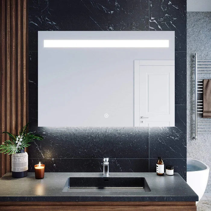 Elegant Showers Rectangle Backlit and Fronlit LED Bathroom Mirror 100cm x 70cm