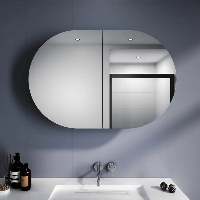 Elegant Showers Oval Mirror Cabinet AQC02-W-A+AQC02-W-B