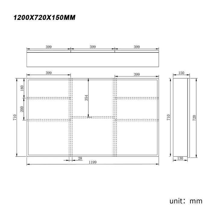 Elegant Showers Rectangular Bathroom Cabinet 120cm x 71cm AMC1272