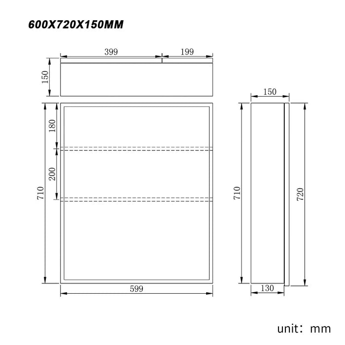 Elegant Showers Rectangular Bathroom Cabinet 60cm x 71cm