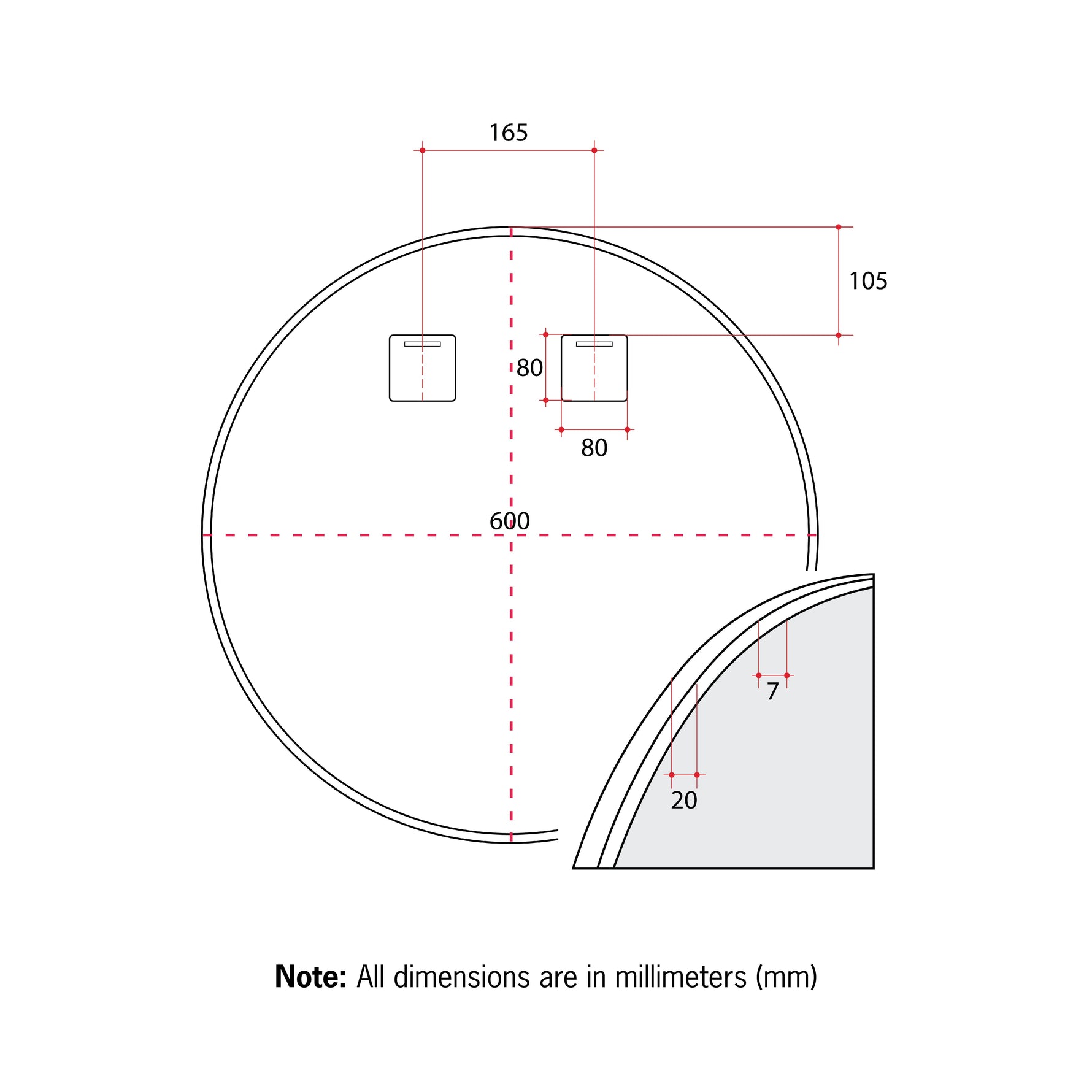 Ablaze Georgia Round Bathroom Mirror