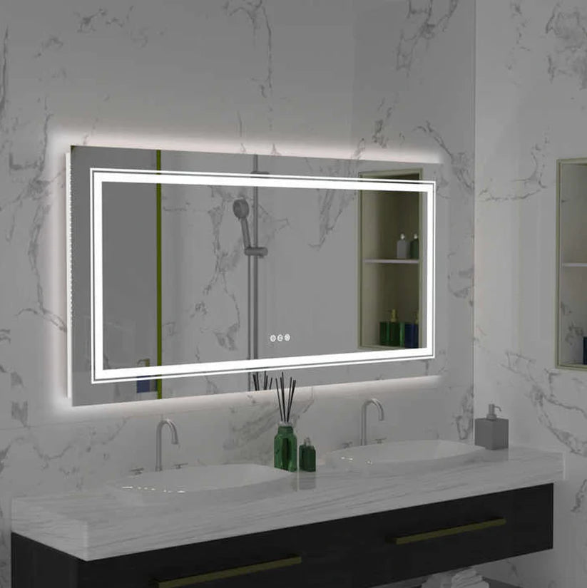 Interior Ave - LED Rectangle Frameless Salon / Bathroom Wall Mirror - 100 x 60cm V355-IA-RWM-10060