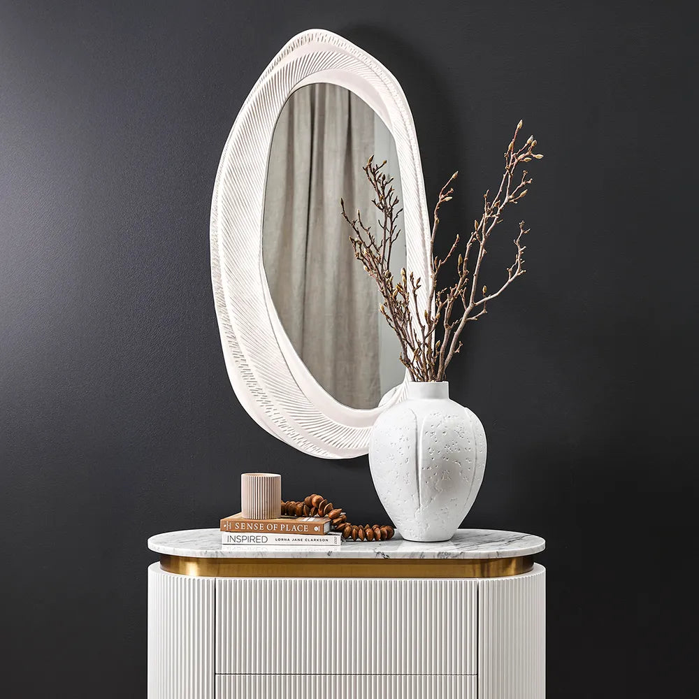 Cafe Lighting & Living Seville White Textured Wall Mirror