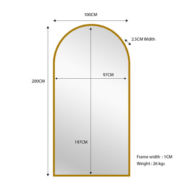 Elegant Collections Arceli Gold  Arch Metal Mirror X Large