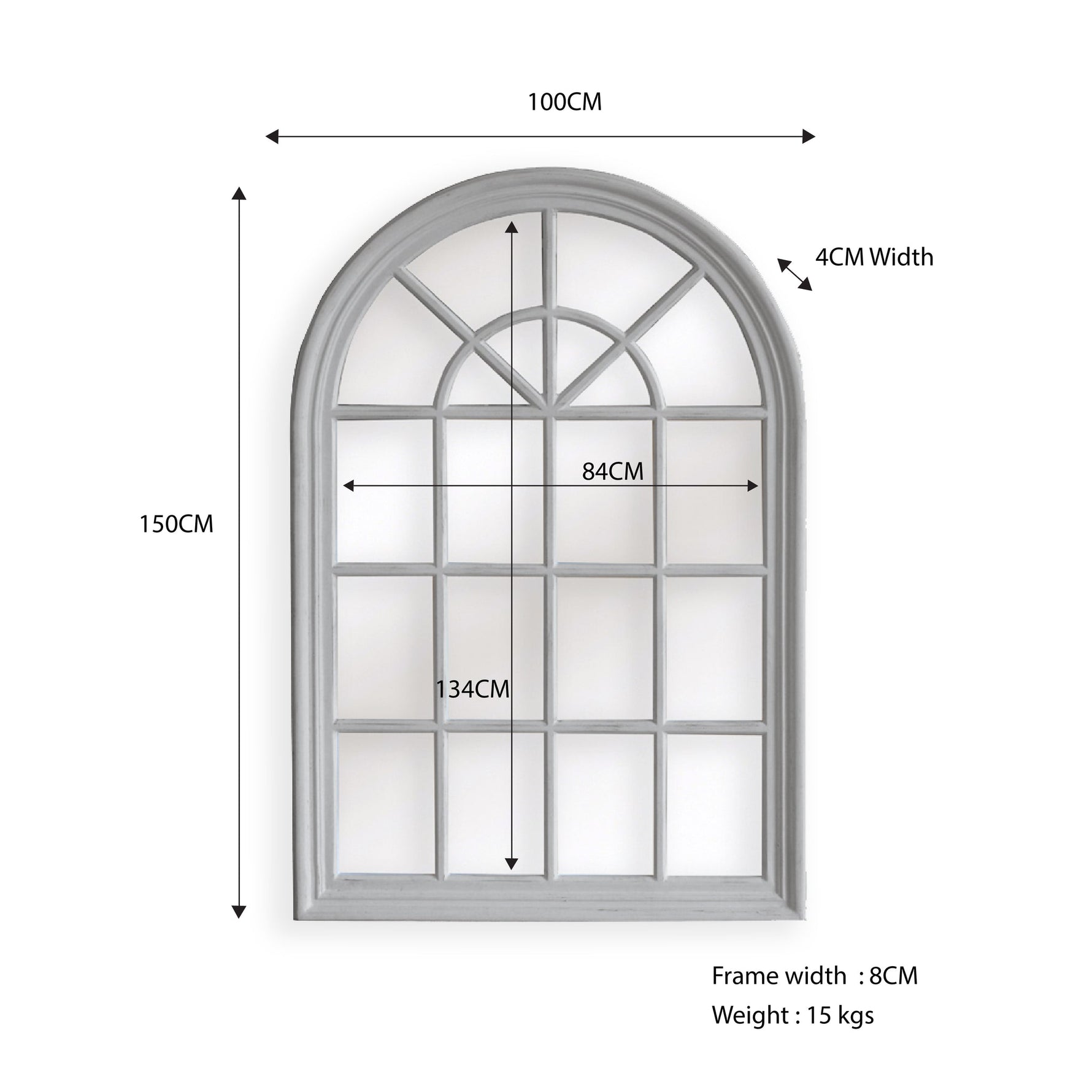 Elegant Collections White Arch Window Mirror