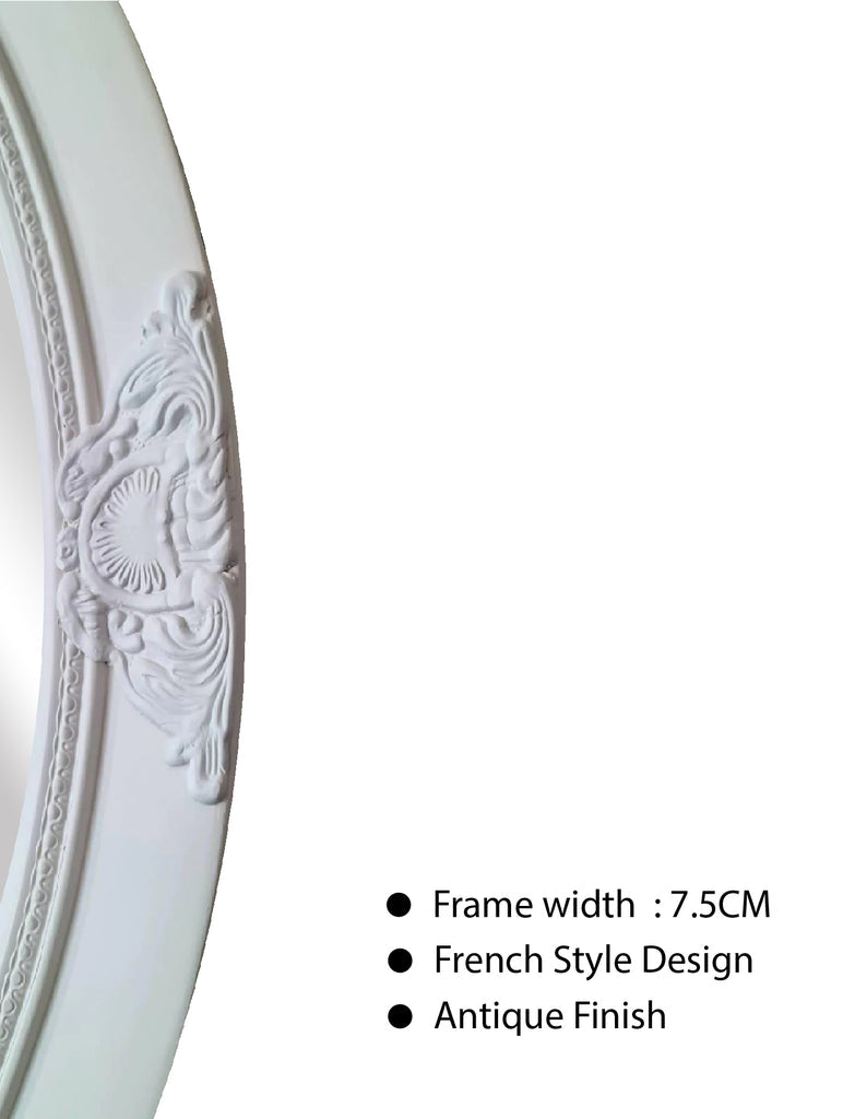 Elegant Collections French Provincial White Round Mirror