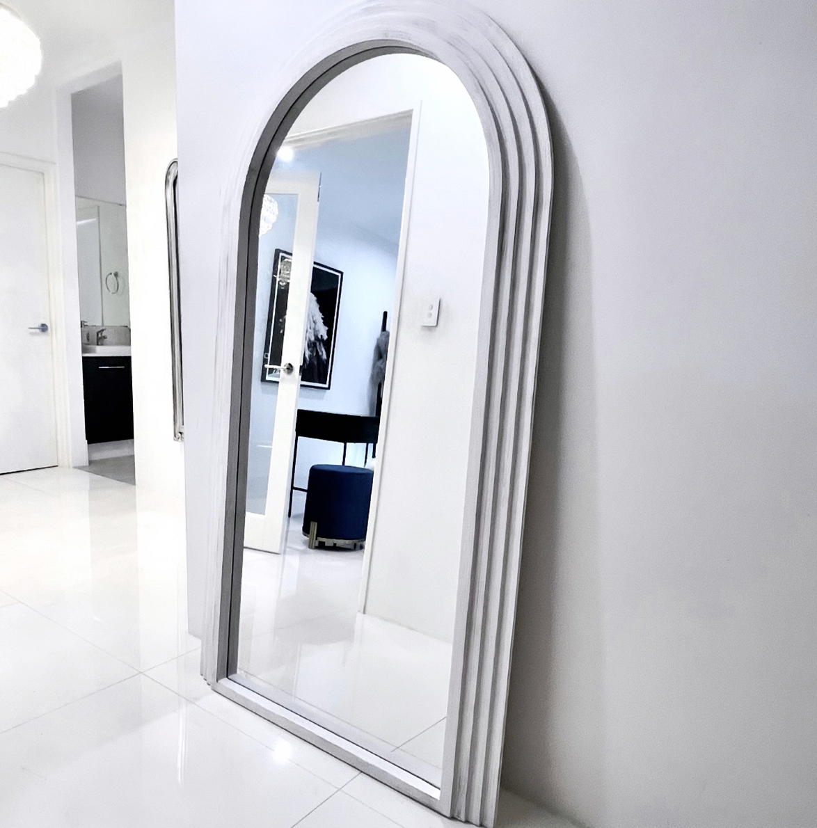 Sierra Arch Step Floor Mirror Beach White 100cm x 180cm