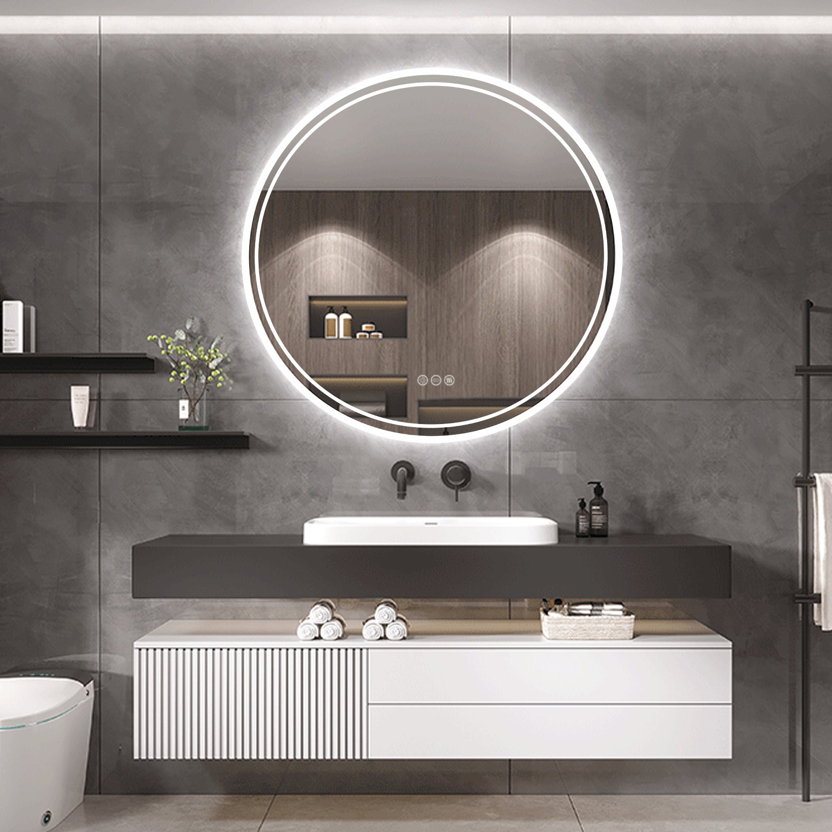 Interior Ave - LED Round Frameless Bathroom Mirror 80cm