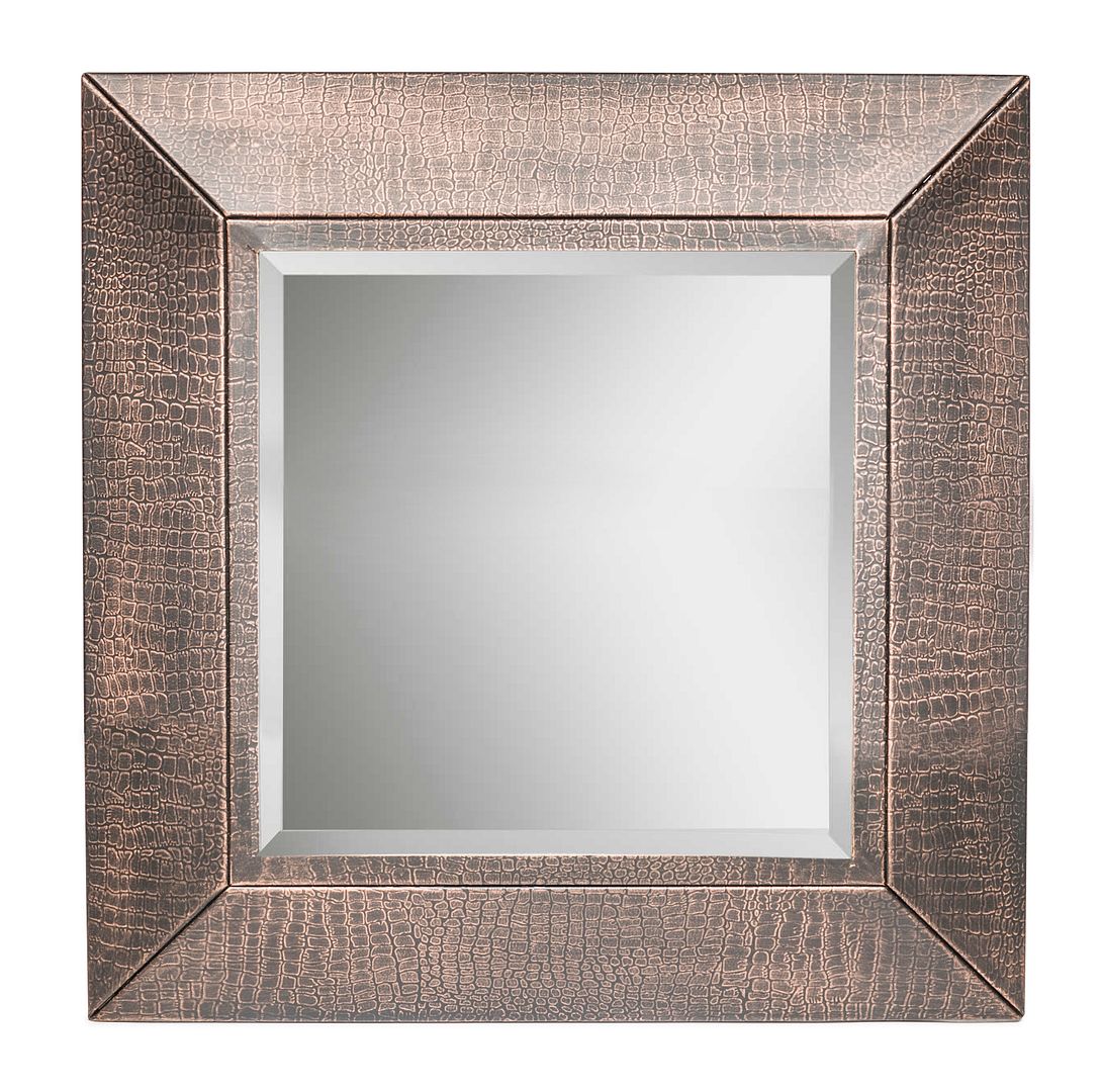 Lirash Square Wall Mirror with Croc Pattern Frame