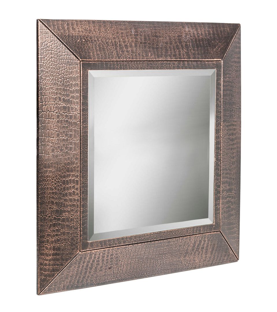 Lirash Square Wall Mirror with Croc Pattern Frame