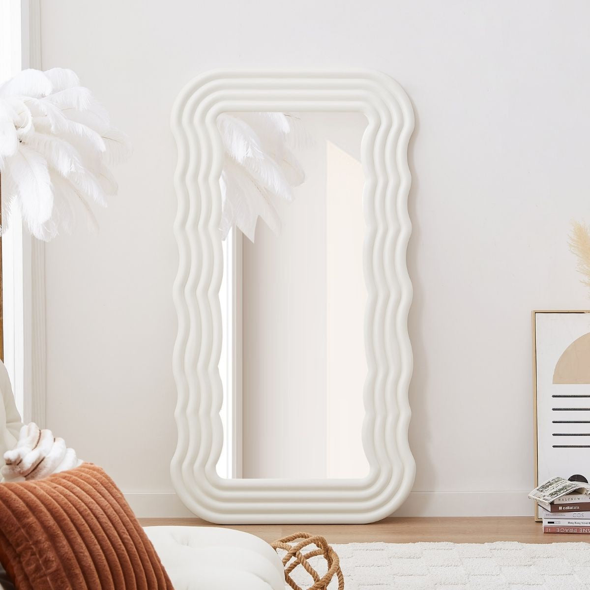 Kamila White Wavy Mirror