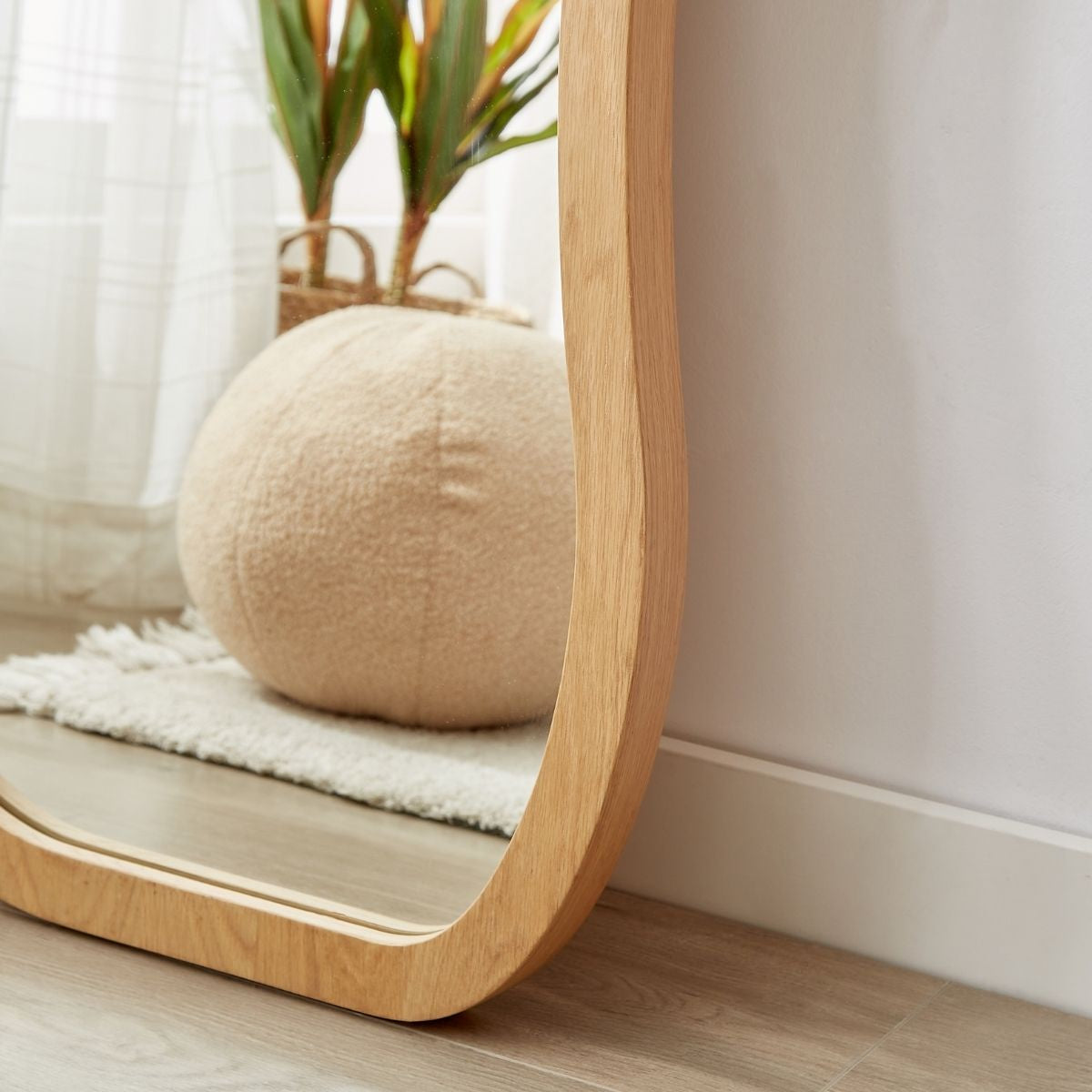 Penny Natural Wood Wavy Mirror