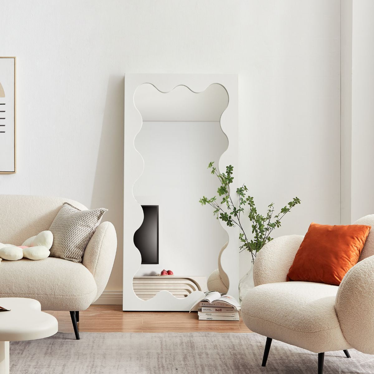 Sora Mirror Wavy White 80cm x 165cm