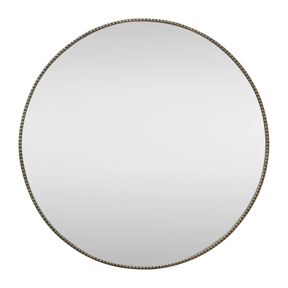 Cafe Lighting & Living Vera Round Beaded Wall Mirror Antique Silver 40555