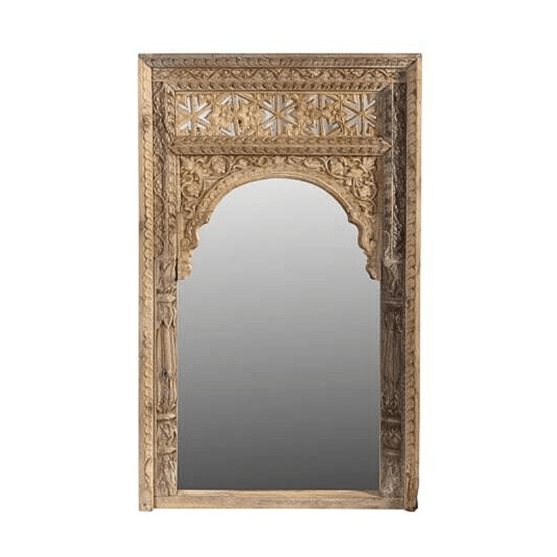Bisque Traders Jharokha Indian Carved Wood Mirror 80cm x 125cm VM058