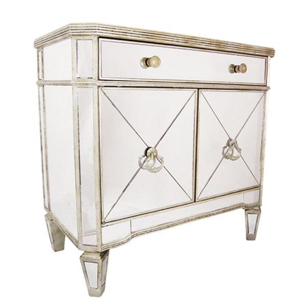 Dasch Design Charlotte Mirrored Drawer Cabinet Antique Ribbed 41104