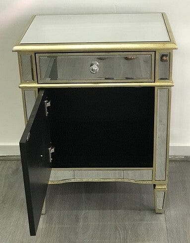 Dasch Design Kennedy Mirrored Bedside Cabinet Antique 41121