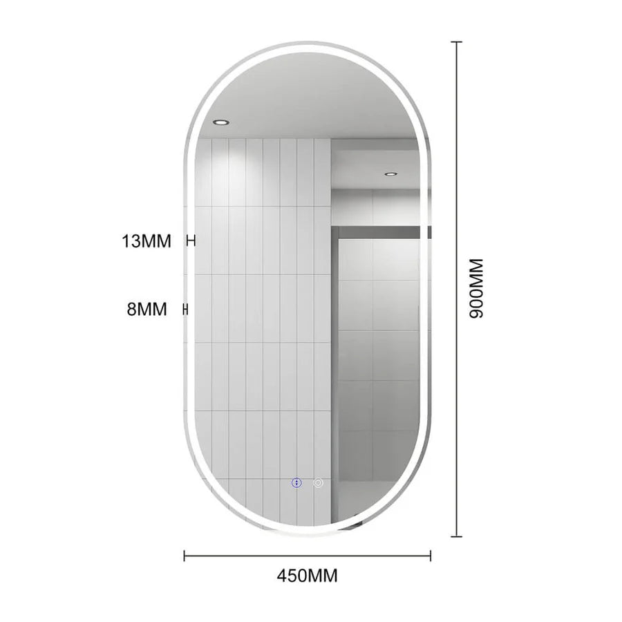 450x900mm 900x450mm Back&Front LED Light Bathroom Mirror