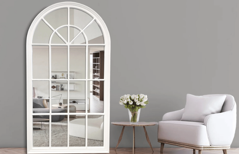 Elegant Collections White Arch Window Mirror