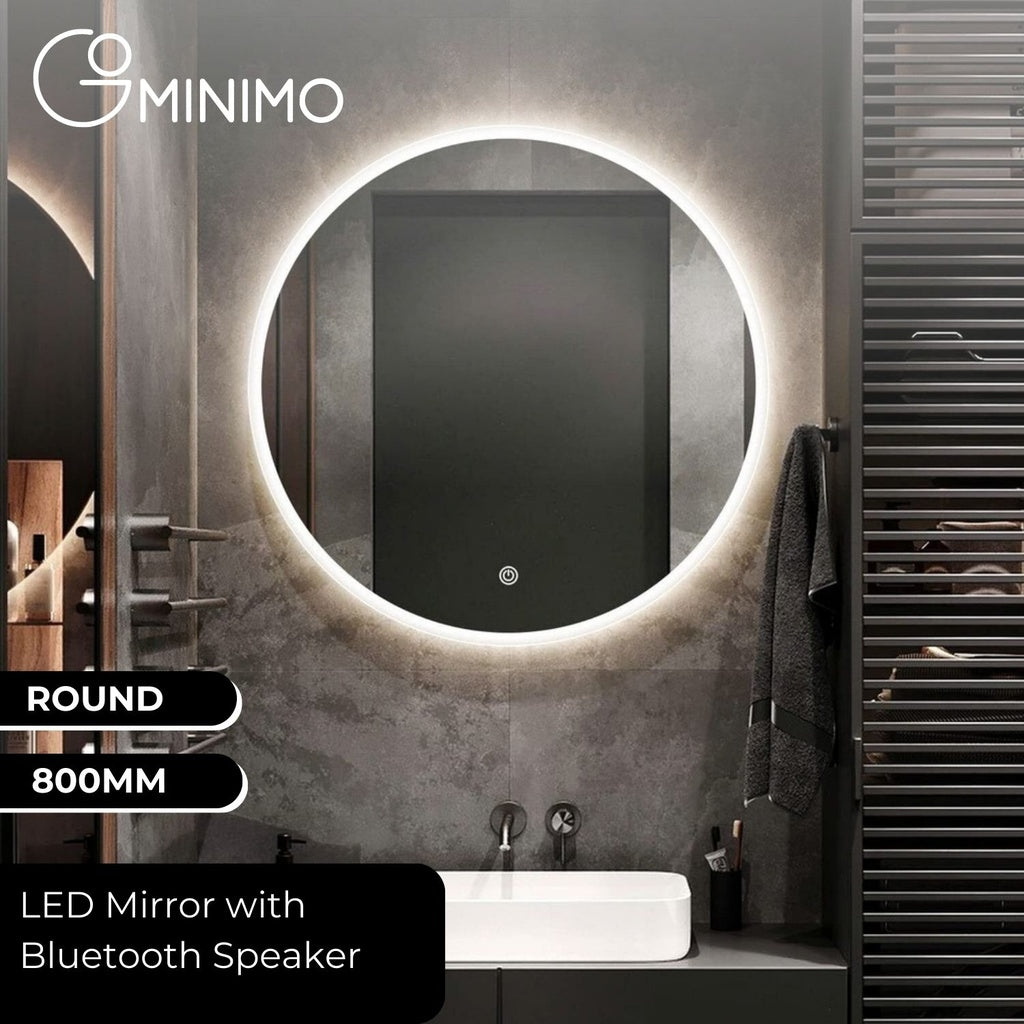 GOMINIMO 80cm Round LED Mirror with Bluetooth