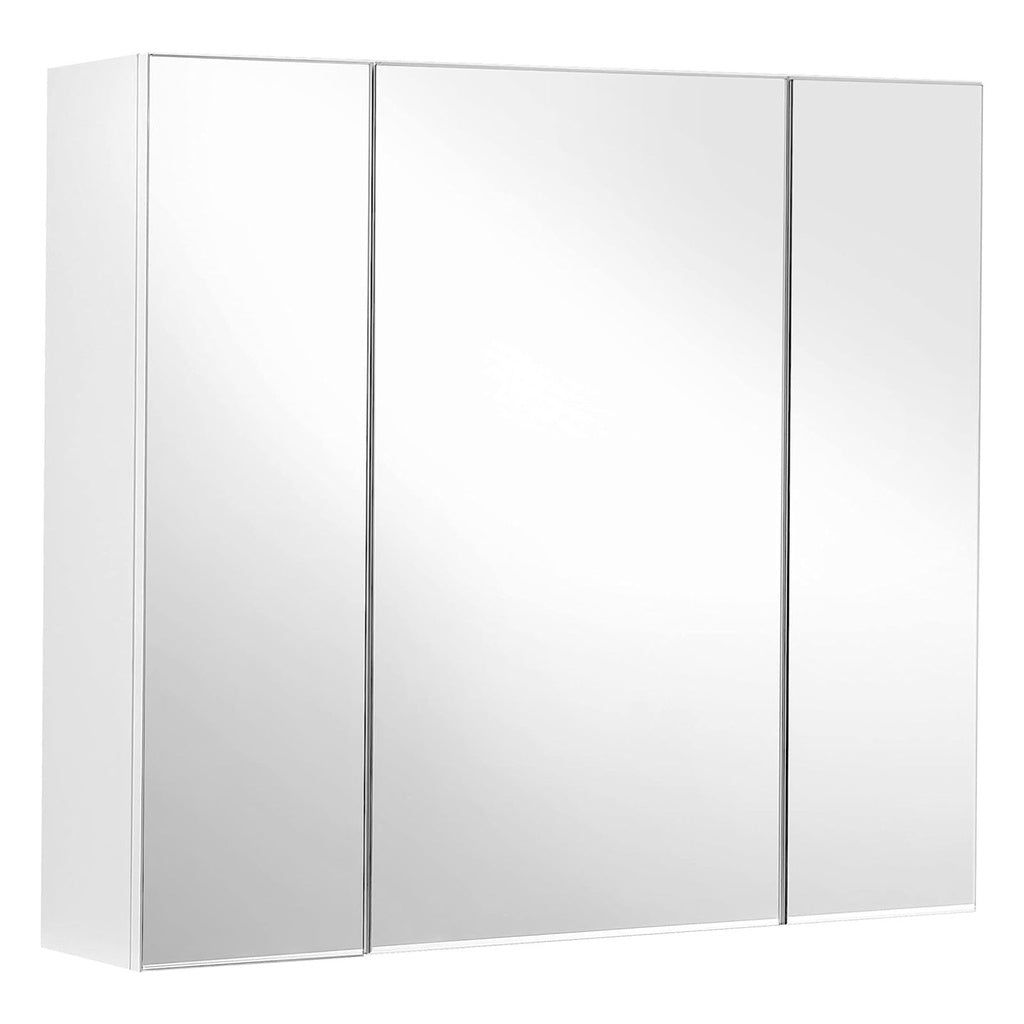 VASAGLE Bathroom Mirrored Cabinet White 60cm x 15cm x 55cm