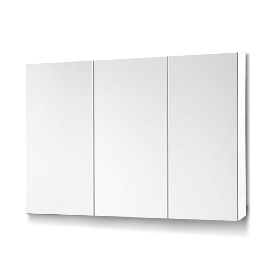 EKKIO Bathroom Vanity Mirror with Triple Door Storage Cabinet White 90cm x 72cm