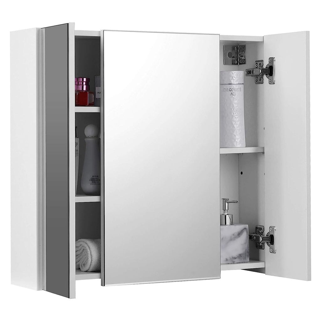 VASAGLE Bathroom Mirrored Cabinet White 60cm x 15cm x 55cm