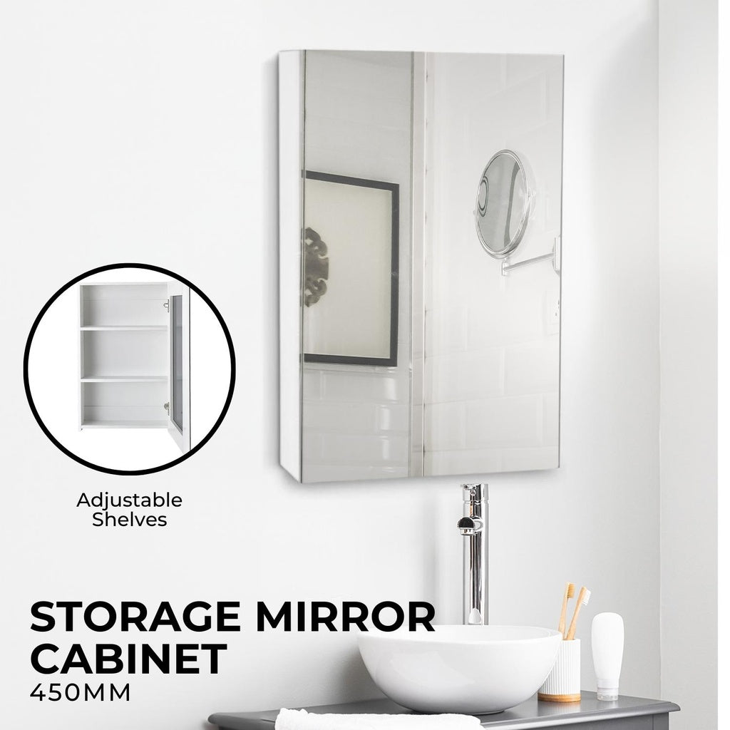 EKKIO Bathroom Vanity Mirror with Single Door Storage Cabinet White 45cm x 72cm