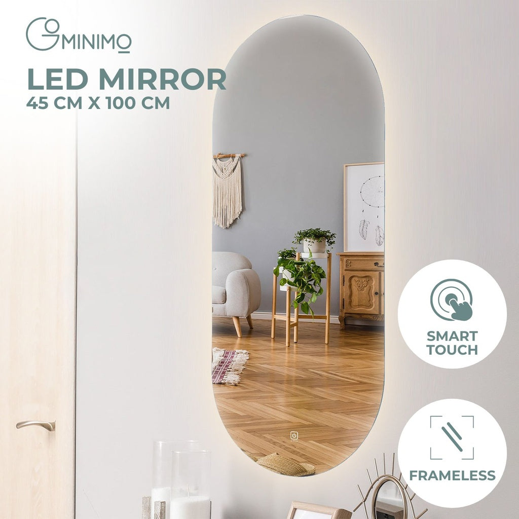 GOMINIMO Oval LED Mirror 40cm x 100cm