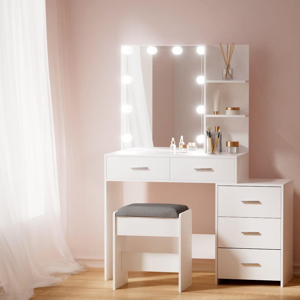 Artiss Dale Makeup Lighted Mirror and Table Set White