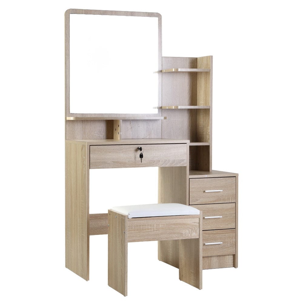 Artiss Drew Makeup Mirror and Table Set Oak