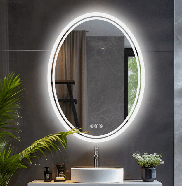 Interior Ave - LED Oval Frameless Salon / Bathroom Wall Mirror - 50 x 70cm V355-IA-OWM-70