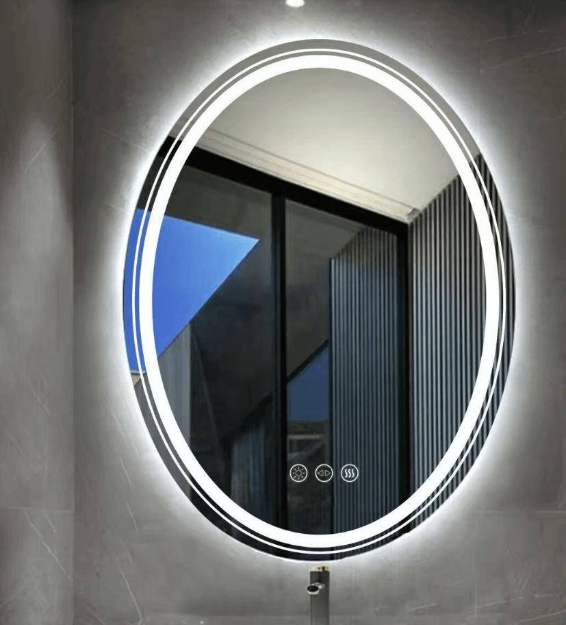 Interior Ave - LED Oval Frameless Salon / Bathroom Wall Mirror - 50 x 70cm V355-IA-OWM-70