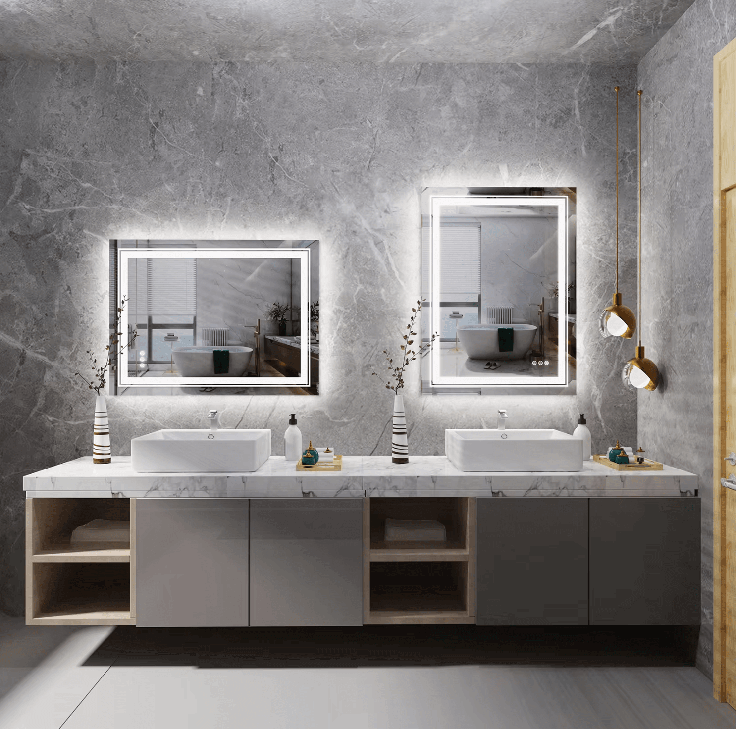 Interior Ave - LED Rectangle Frameless Salon / Bathroom Wall Mirror - 80 x 60cm V355-IA-RWM-8060