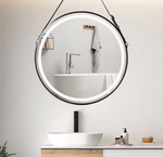 Interior Ave - LED Round Hanging Salon / Bathroom Wall Mirror - Black - 60cm V355-IA-RWM-BK-60