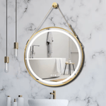 Interior Ave - LED Round Hanging Salon / Bathroom Wall Mirror - Gold - 60cm V355-IA-RWM-GD-60