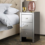 Artiss mirrored nightstand quenn grey