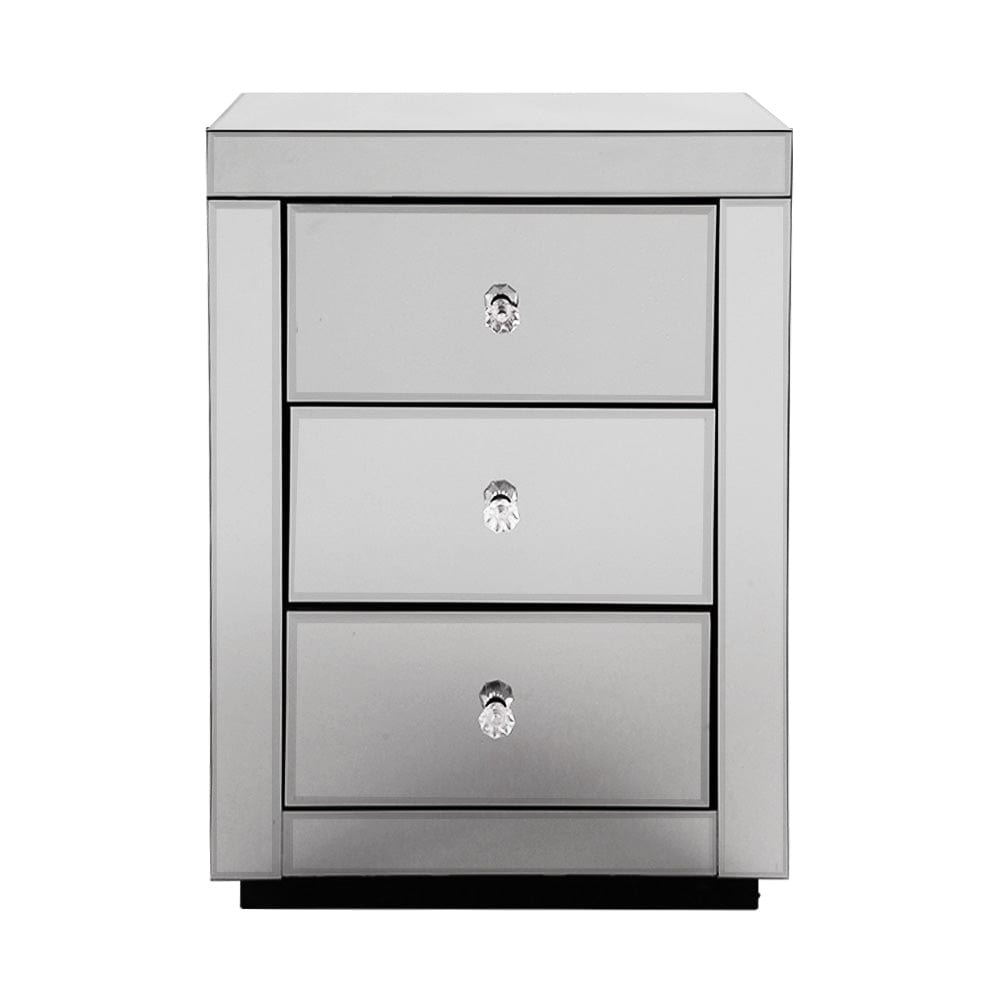 Artiss Mirrored Bedside Table Presia Grey