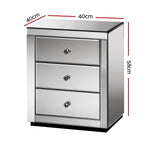 Artiss Mirrored Bedside Table Presia Grey