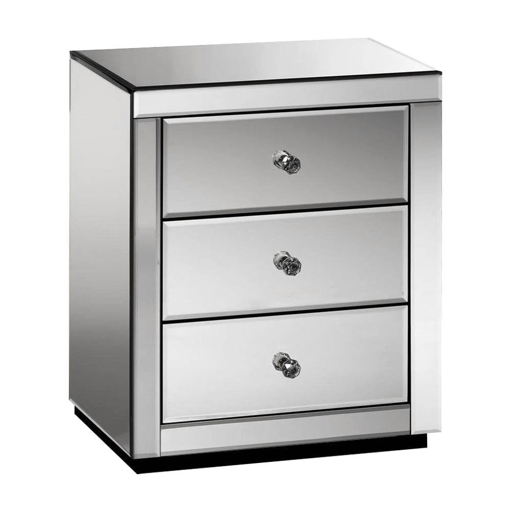 Artiss Mirrored Bedside Table Presia Grey