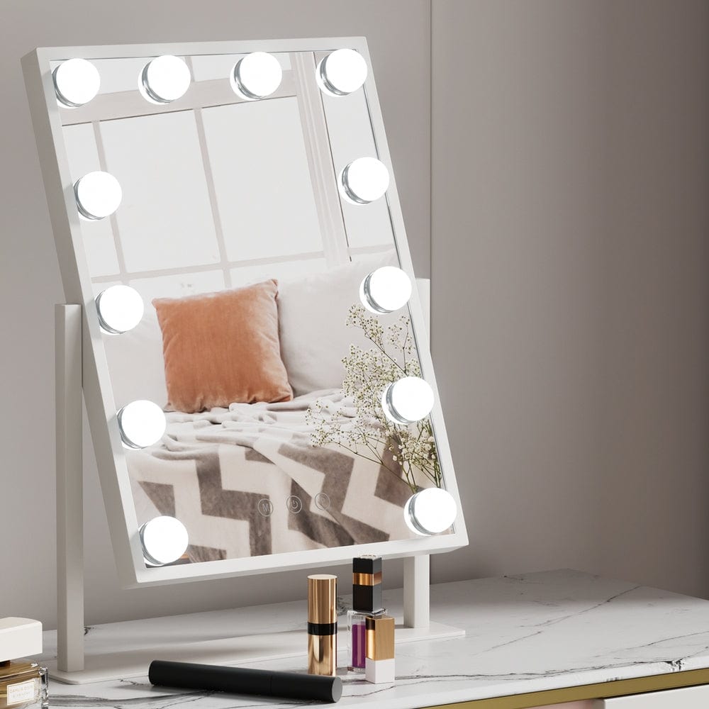 Embellir Hollywood Makeup Mirror White | MM-E-STAND-3040-FRAME-WH