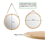 Carla Home Round Bamboo Hanging Wall Mirror | V178-36014