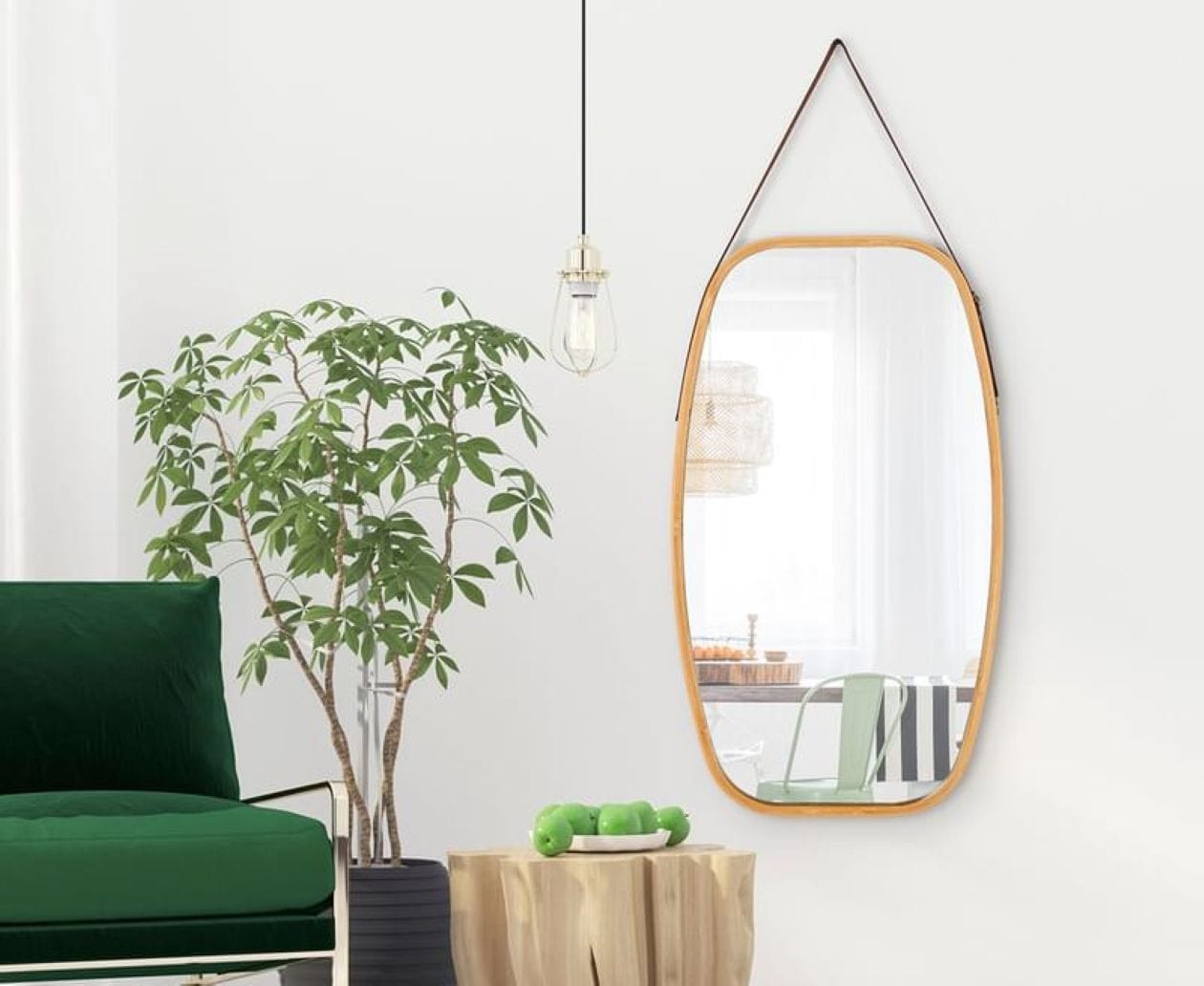 CM Oval Bamboo Hanging Wall Mirror | V178-36016